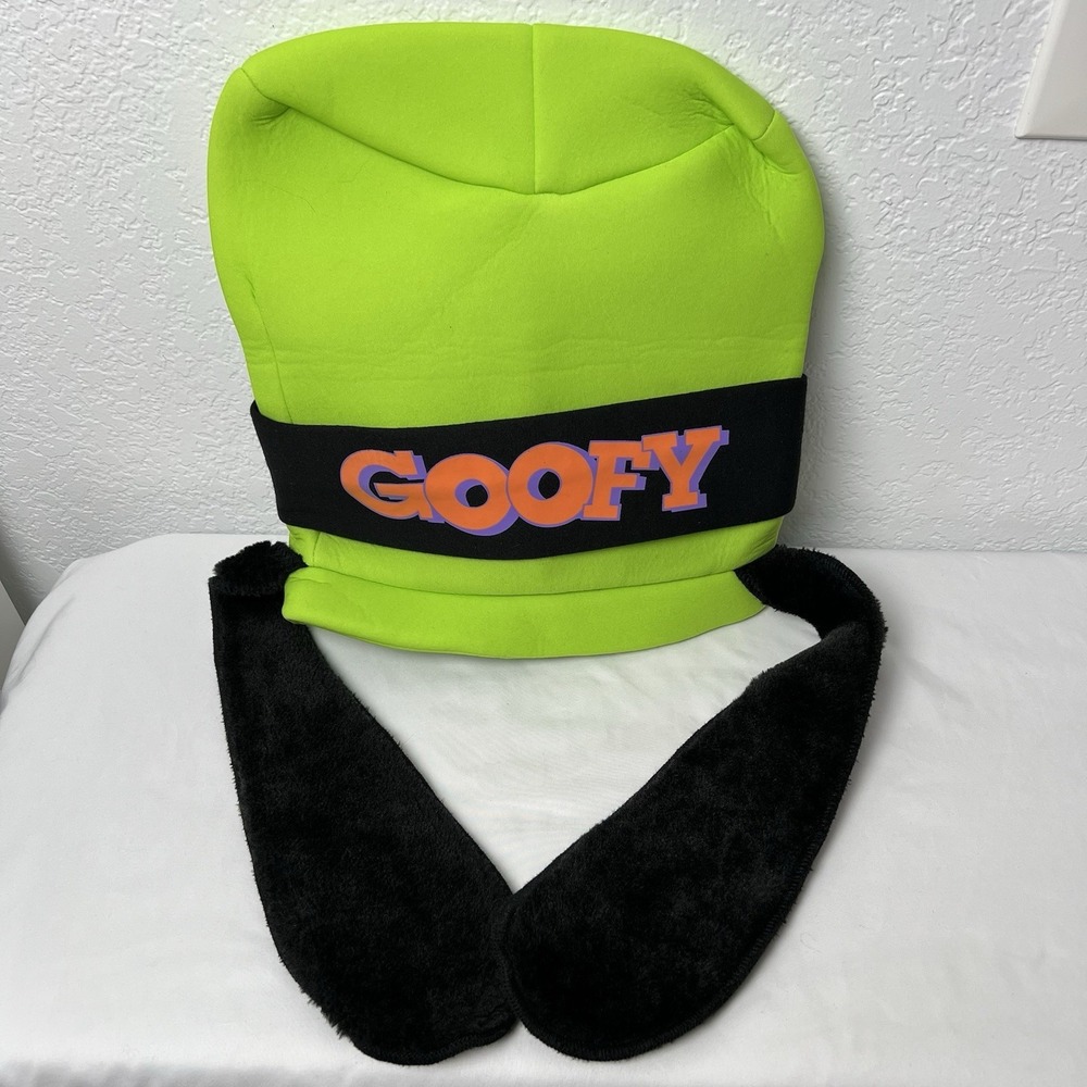 Disney Parks Disneyland Resort Goofy Hat Green Faux Fur Floppy Ears Adult Size